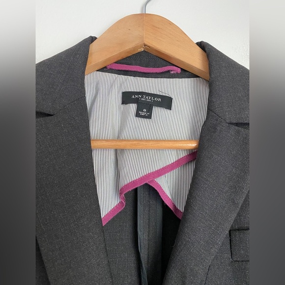 Ann Taylor Long Sleeve Office Formal Professional Blazer Suit Jacket Charcoal 8 - Picture 6 of 10